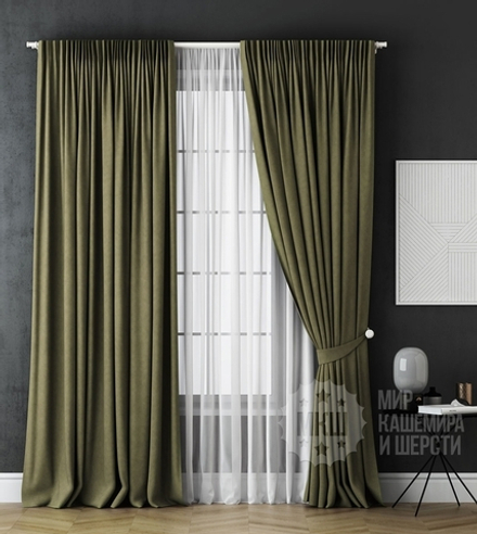 Комплект штор: КАСПИАН (арт. BL01-220-07) - 300х270, (170х270)х2 см. - (Возможна высота 250 см.) - зеленые