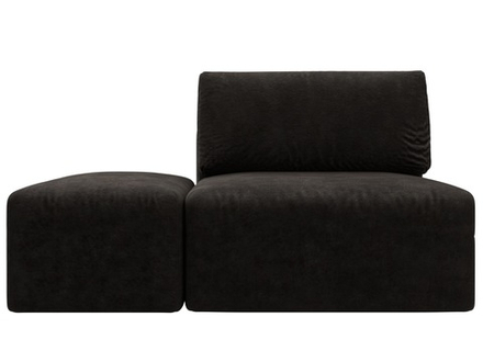 Модули диван и пуф Лига-060 НПБ, BRUT 17 коричневый, Велюр, 129606