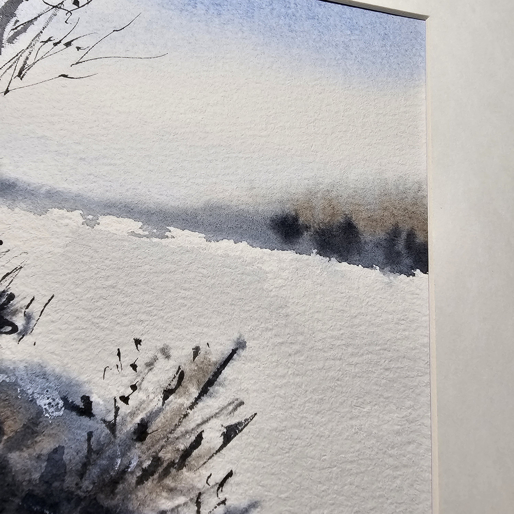 Картина авторская акварельная в паспарту 21х30 см на стену для интерьера "Пейзаж в стиле Андерса Андерссона"
