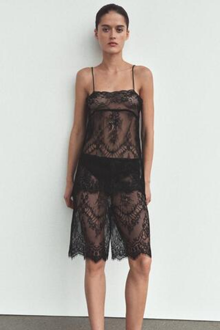 ZARA КАПРИ С КРУЖЕВОМ, ЧЕРНЫЙ