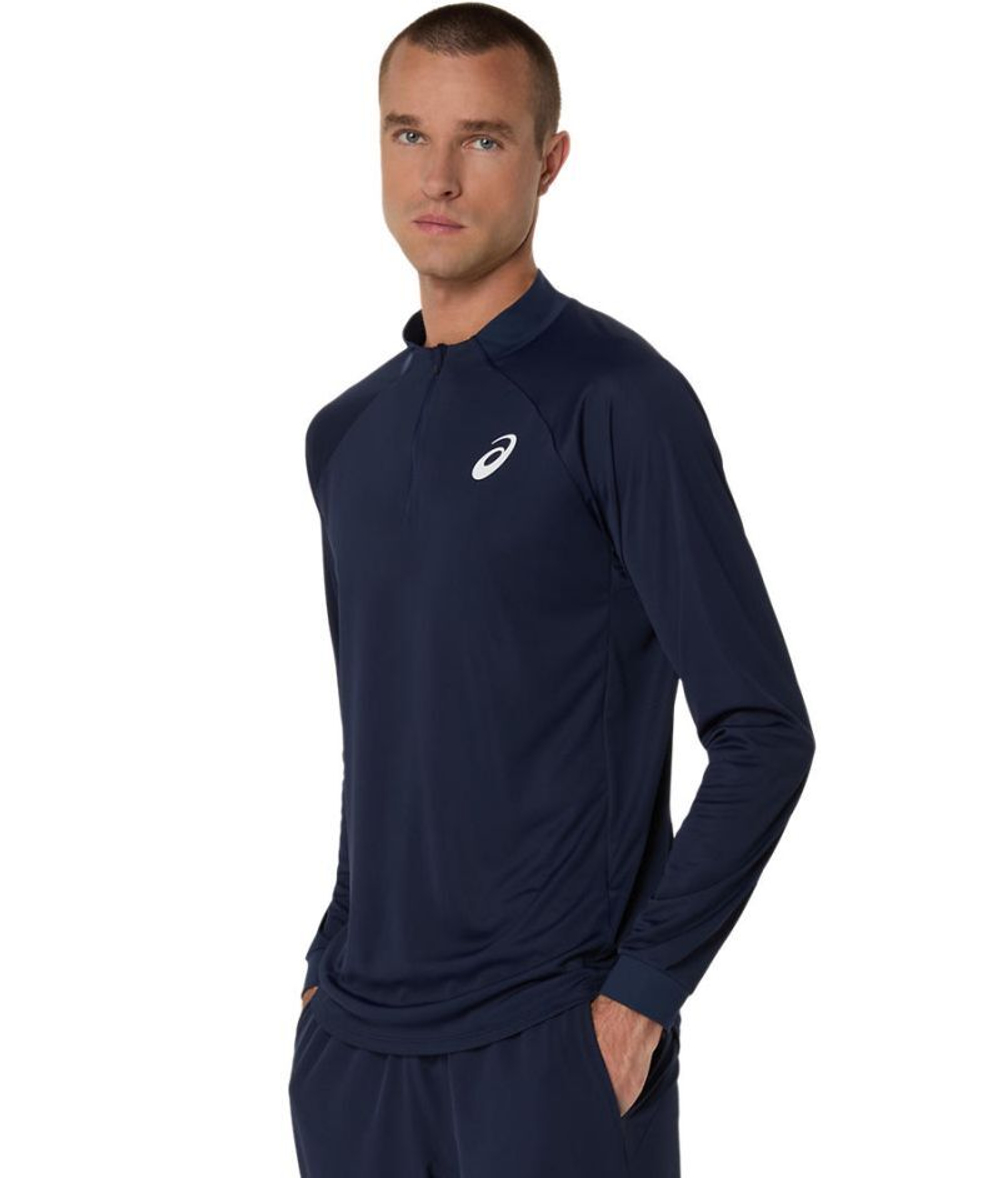 Мужская теннисная футболка теннисная Asics Match Long Sleeve 1/2 Zip - небесный