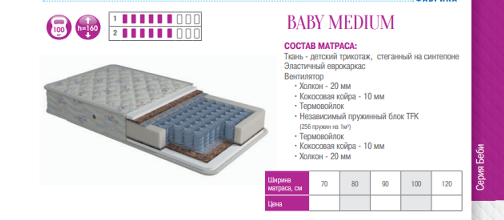 МАТРАС BABY MEDIUM ДЕТСКИЙ
