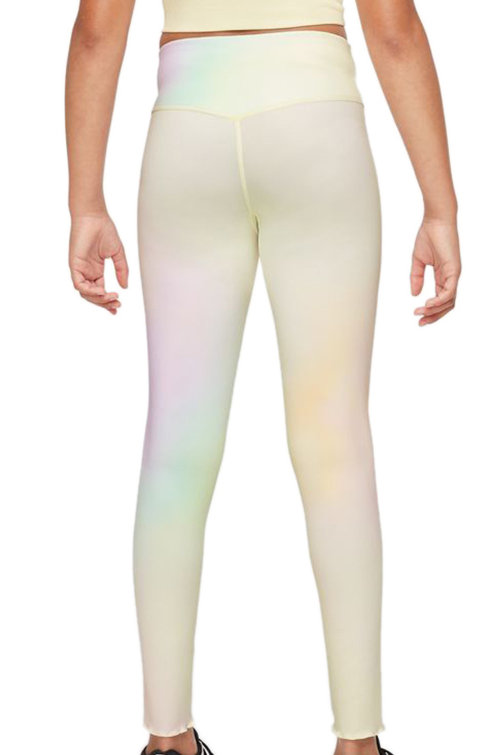 Штаны для девочки теннисные Nike Dri-Fit One Aura Printed Training Tights G - light lemon twist/black
