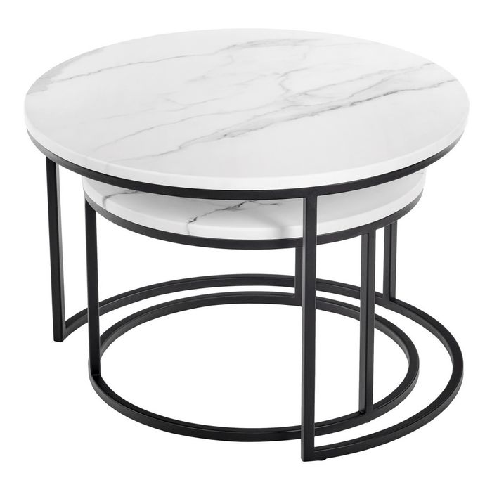 Набор кофейных столиков Tango белый мрамор с чёрными ножками, 2шт Bradex Home RF 0207