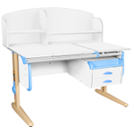 Растущая парта Дэми СУТ 25 с задней полкой СУТ.34.390 и навесной тумбой (1200×880 мм)