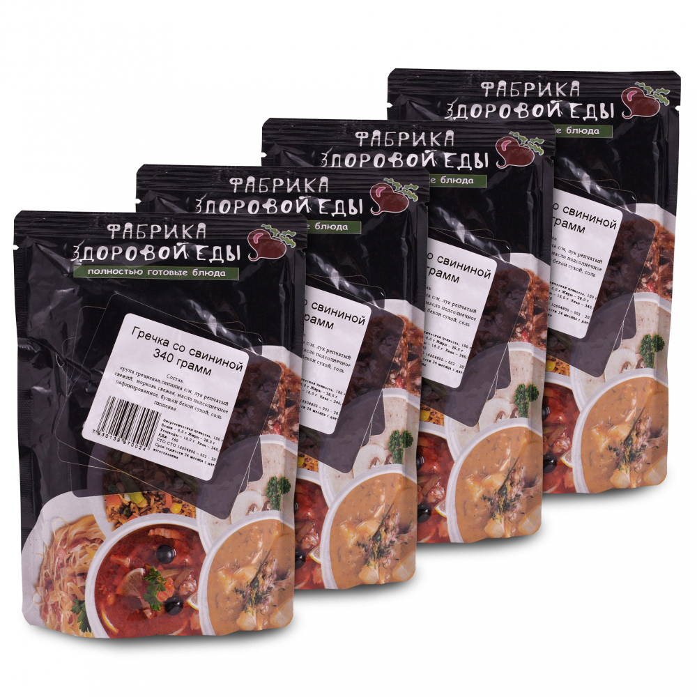 Фабрика здоровой еды. Гречка со свининой 4шт*340г 1,36кг
