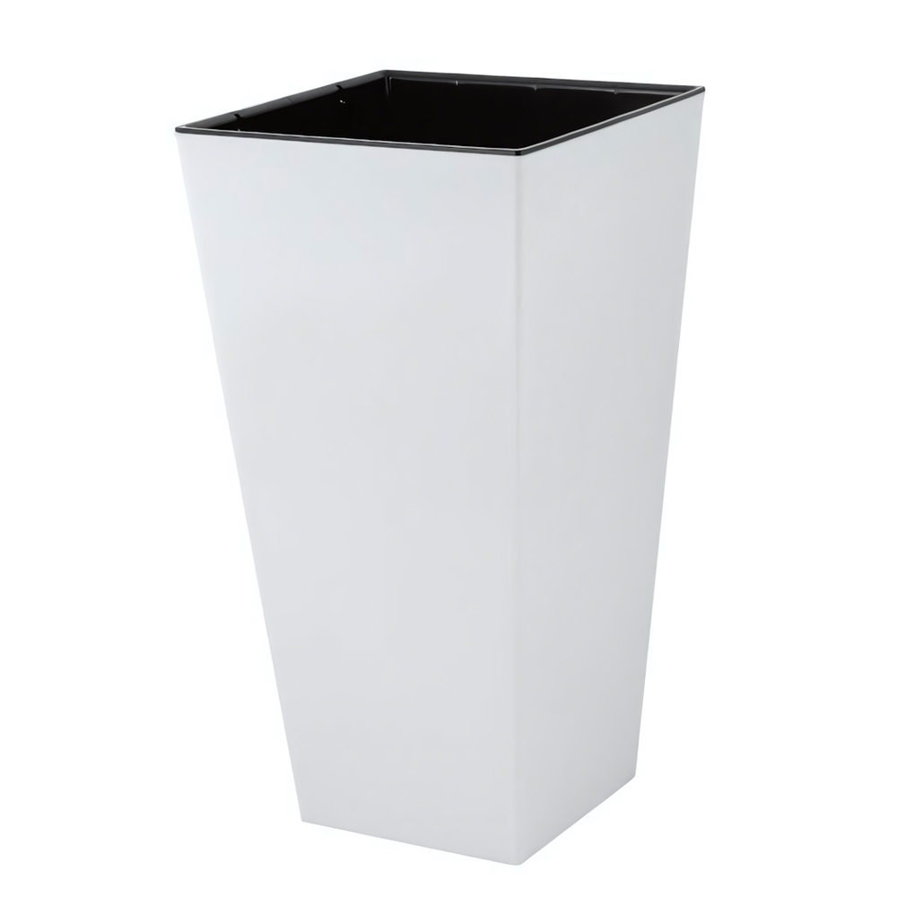 Горшок для цветов InGreen London CUBE 250х250х470мм 19,4л c дренаж. вставкой белоснежный жасмин