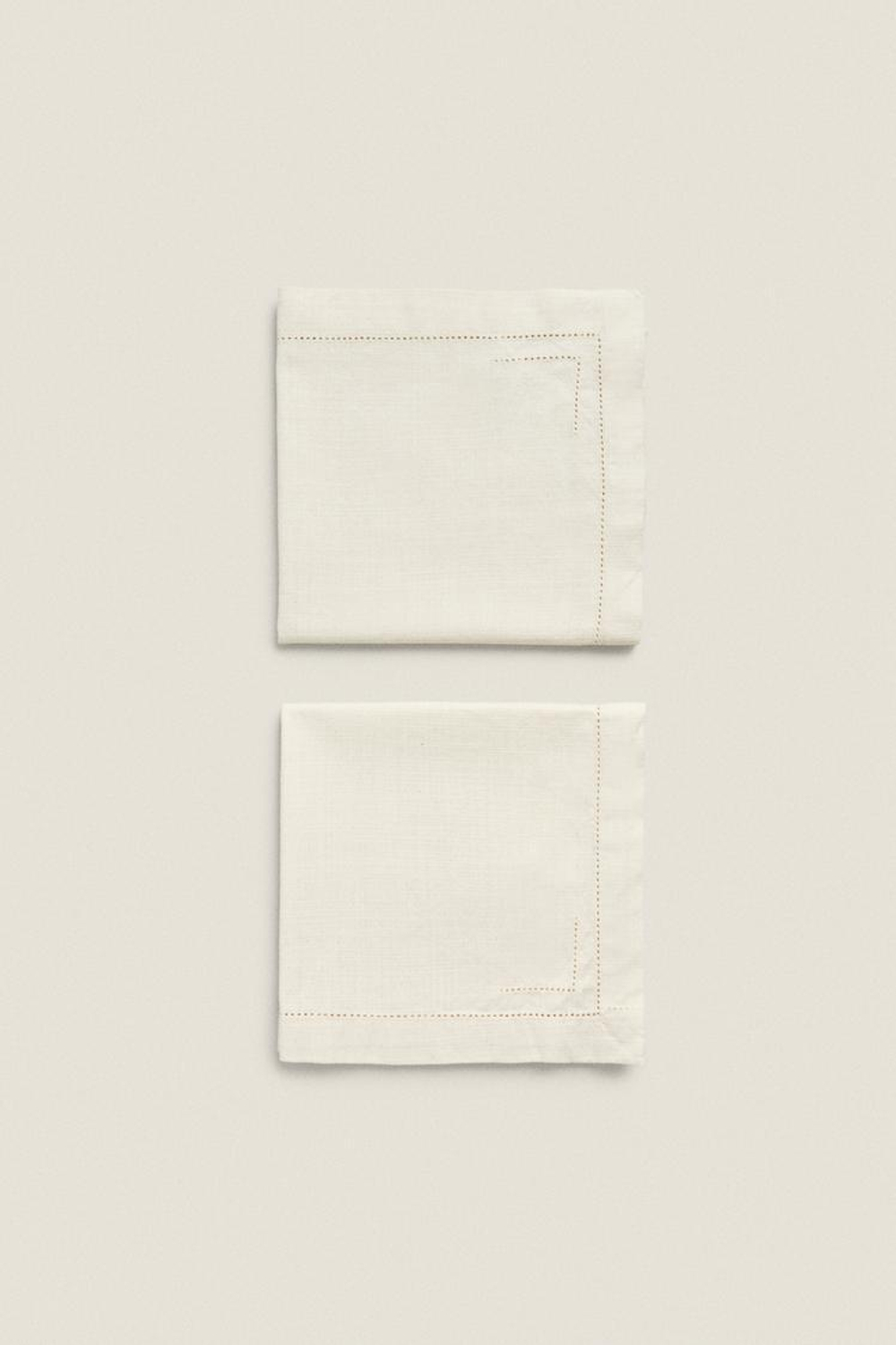 ZARA HOME АЖУРНАЯ ХЛОПКОВАЯ САЛФЕТКА (2 В УПАКОВКИ), ЭКРЮ