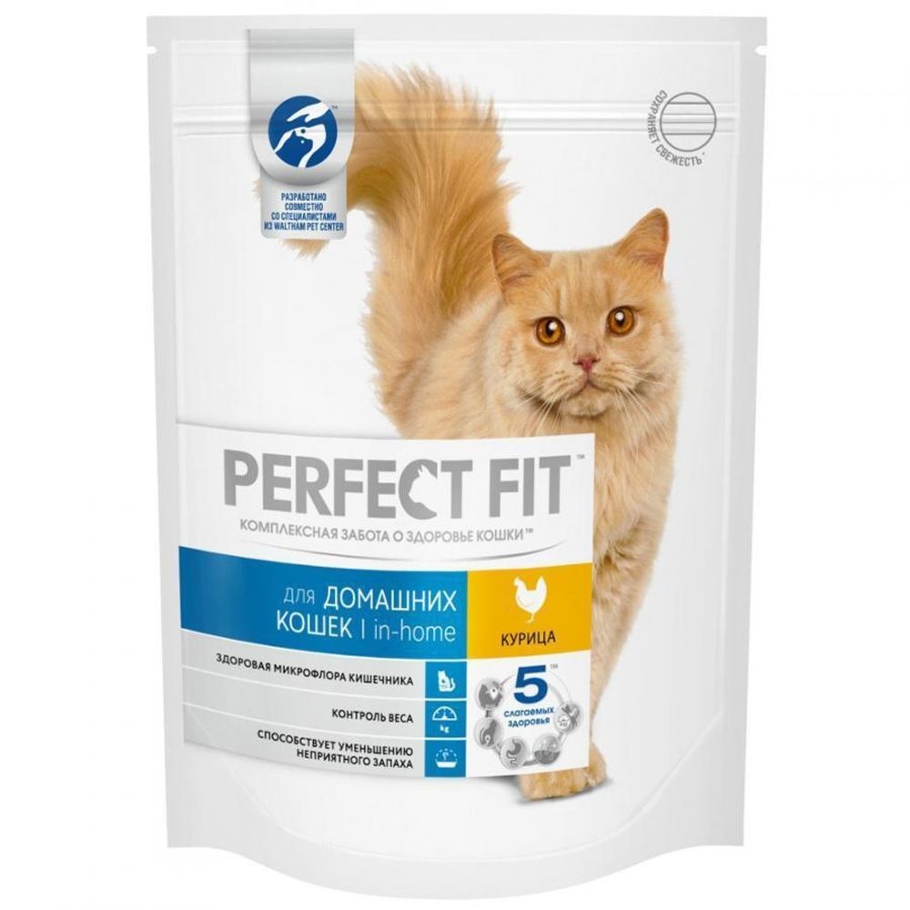 Сухой корм Perfect Fit Indoor для домашних кошек, с курицей, 190 г