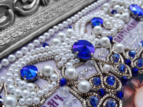 ЖС-3-СС Набор для вышивания хрустальными камнями Пантелеймон целитель (синий)