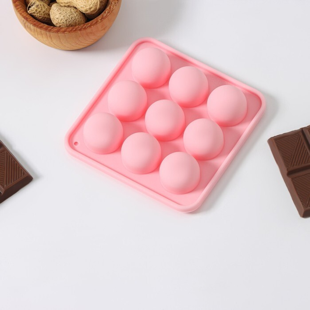 Форма силиконовая "Шары" 9 ячеек, 11*11 см.