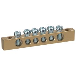 Шина ЭРА NO-122-02 PEN земля-ноль 6х9мм 6/2 латунная с креплениями по краям