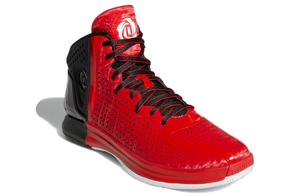 Adidas D Rose 4 Restomod round head lace-up fabric synthetic leather non-slip wear-resistant lightweight high-top basketball shoes men's red and black