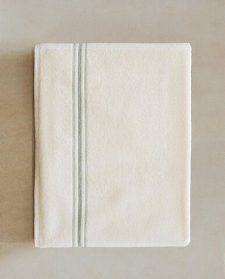 Zara Home - Банное полотенце с цветной бордюром, бежевый, 50х90 см