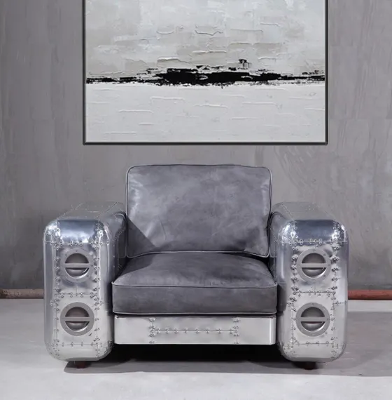 Кресло Aviator, серая натуральная кожа