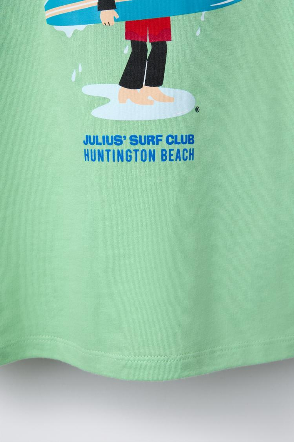 ZARA ФУТБОЛКА С РЕЛЬЕФНЫМ ПРИНТОМ «СЕРФИНГ» PAUL FRANK ®, СВЕТЛО-ЗЕЛЕНЫЙ