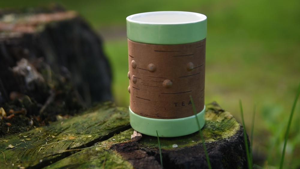 Кружка большая фарфоровая без ручки с берестой. Коллекция Dots (Пупырышки или Точки)