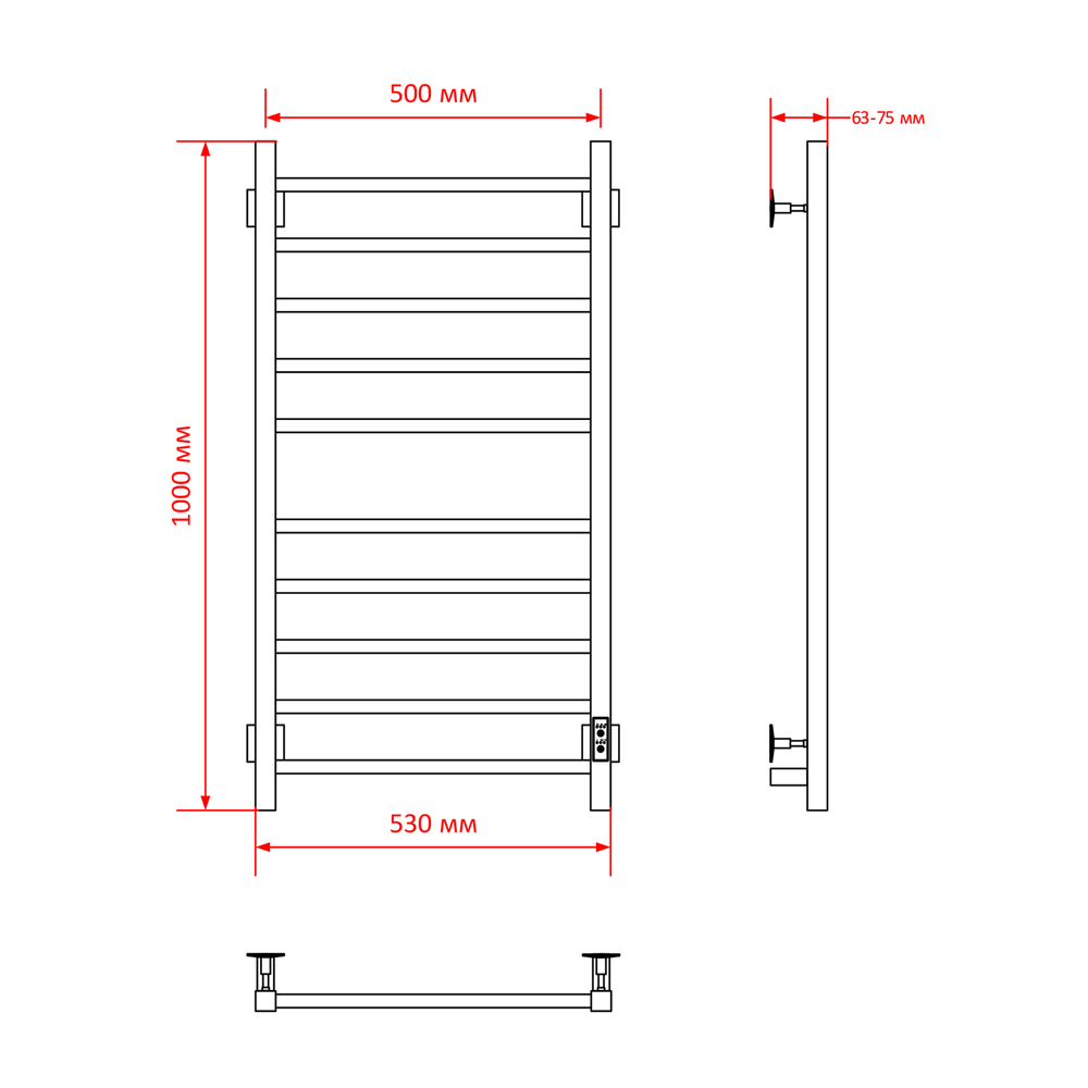 Полотенцесушитель MIXLINE FORTUNE 100х50 (таймер, 555 Вт, 10 перекладин) электрический БЕЛЫЙ