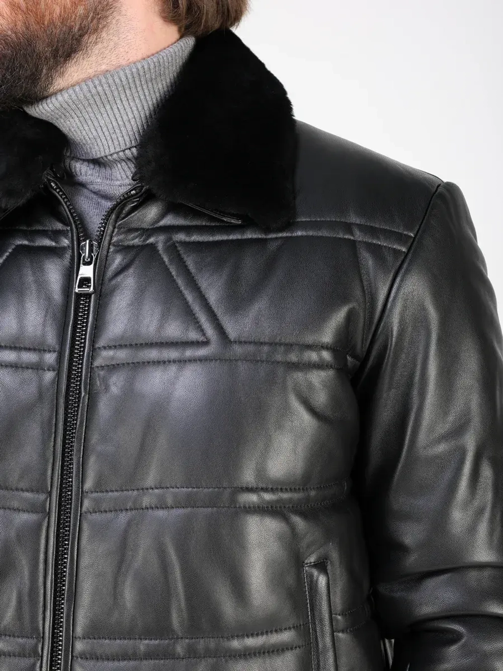 Куртка пуховик из натуральной кожи зимняя