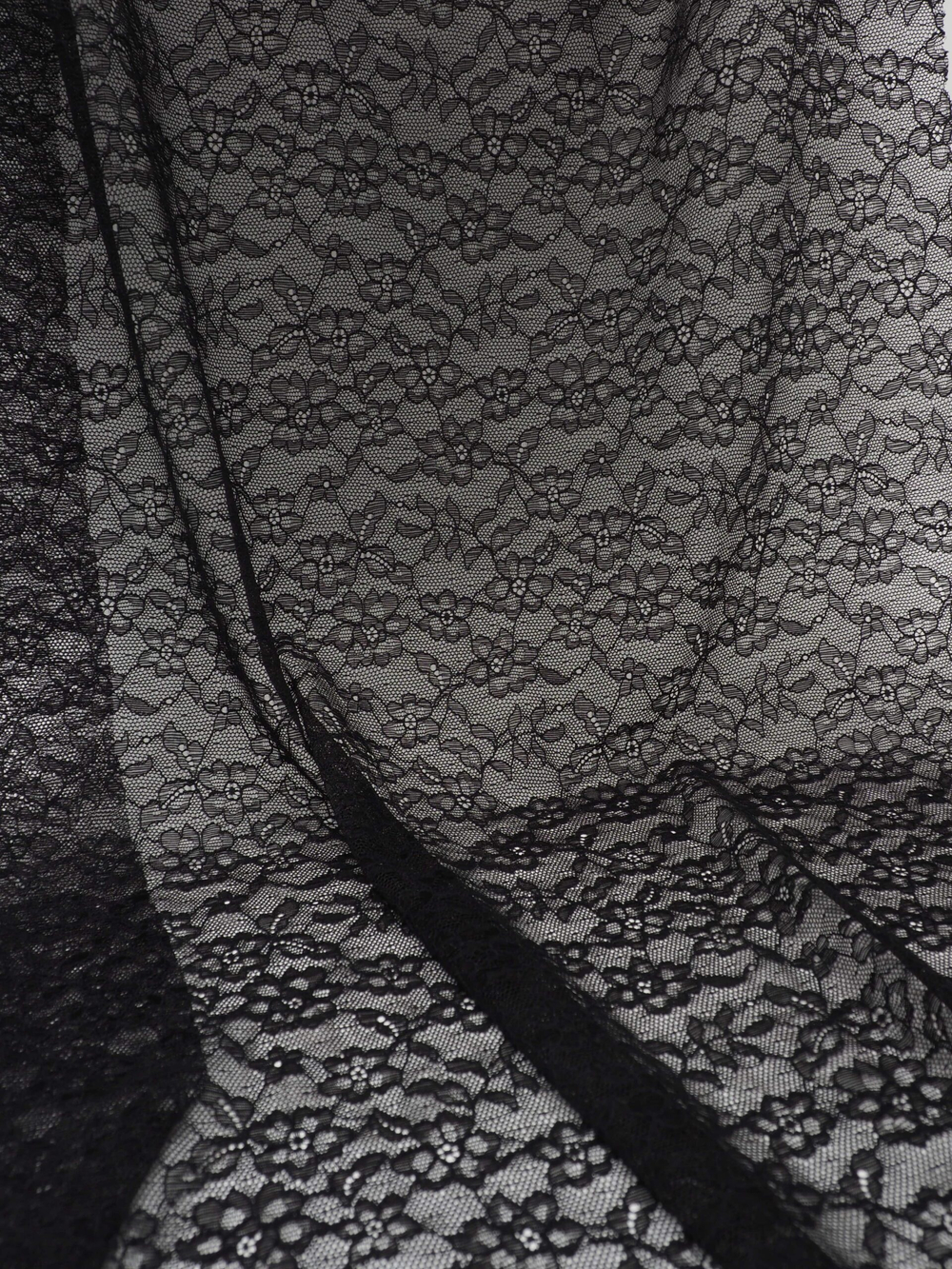 Гипюр эластичный черный ширина 145 см