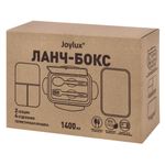 Ланч-бокс контейнер, 2 секции, 3+1 отделение, 1,4 л, ложка, вилка, 7х21х14 см, мятный, JOYLUX (ДЖОЙЛЮКС), 609347