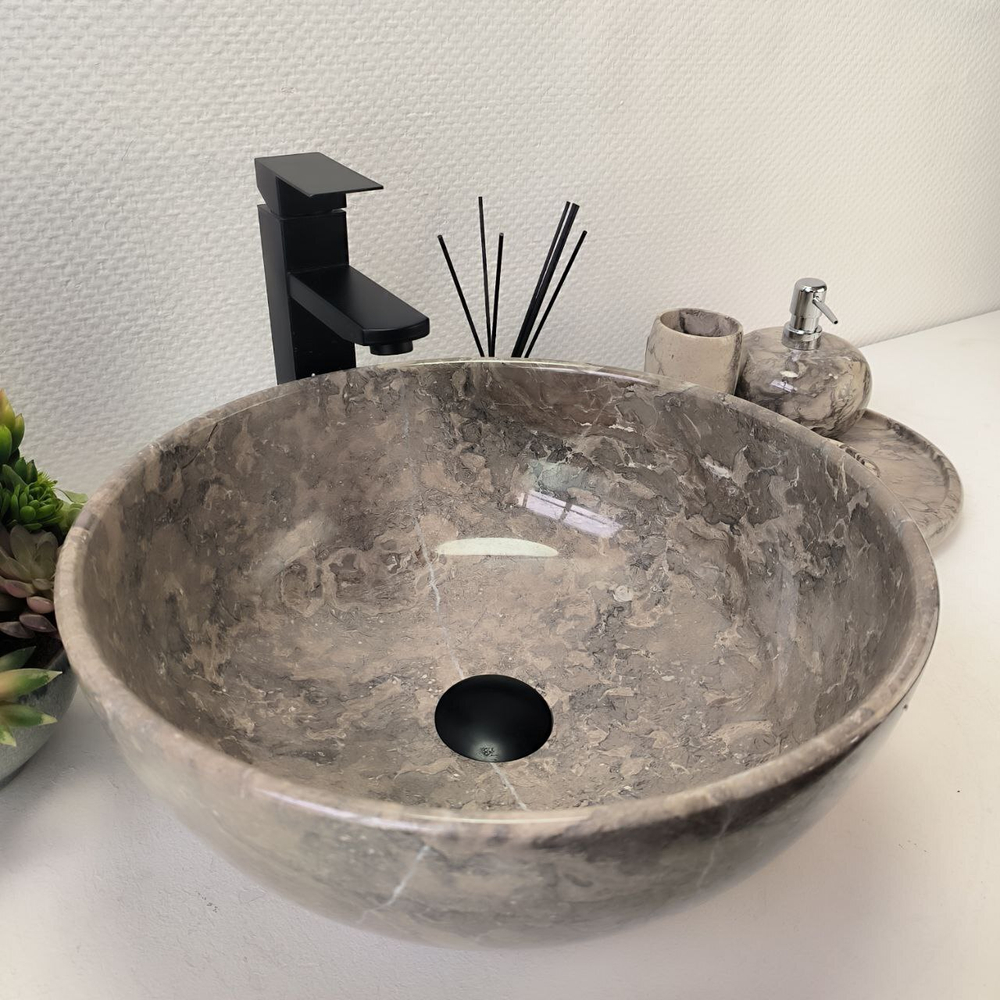 Раковина из мрамора Bowl Grey Tin Lip BM-62955 40*40*17 53