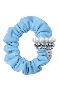 Кожаная резинка голубого цвета