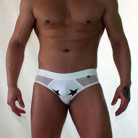 Трусы мужские брифы белые со звездами Van Baam VB-38138