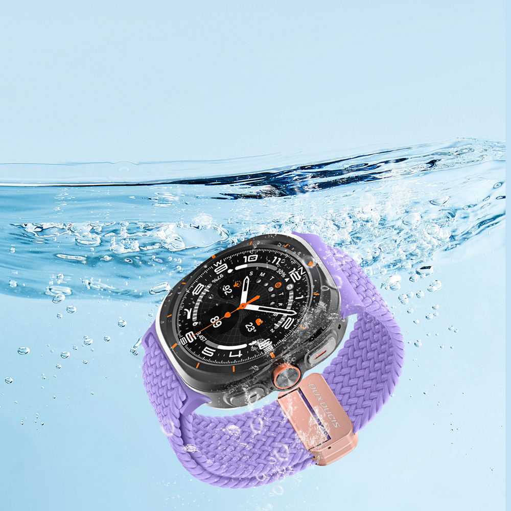 Эластичный ремешок фиолетового цвета (Purple) от Dux Ducis для смарт часов Samsung Watch Ultra 47MM, серия Strap (Mixture Pro Series)