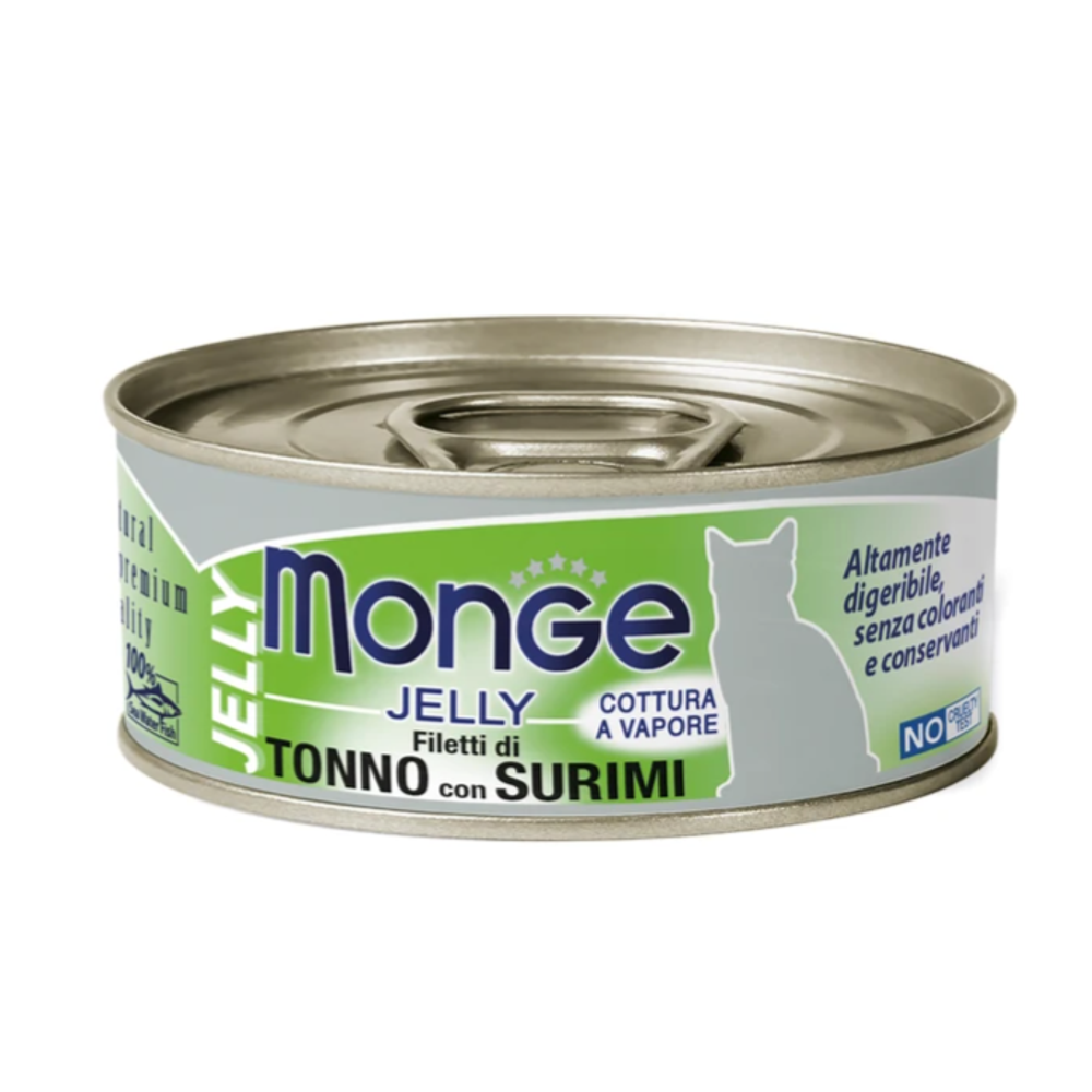Monge jelly влажный корм monge для взрослых кошек с желтоперым тунцом, консервы 80 г