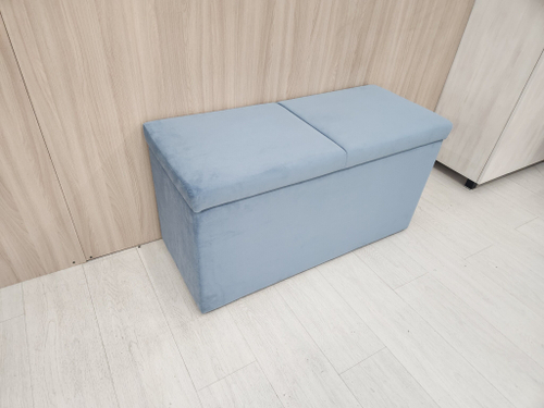 Банкетка голубой велюр с большим ящиком