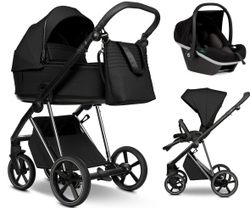 Детская коляска Roan Sol Vintage Luxury 2.0 3 в 1 с автокреслом Tutis Elo Black VIN 05/CB Caviar Black/Nickel/руч.Black