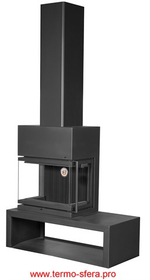 Камин МАДРИД на дровнике Гигант слева черный шамот подовый