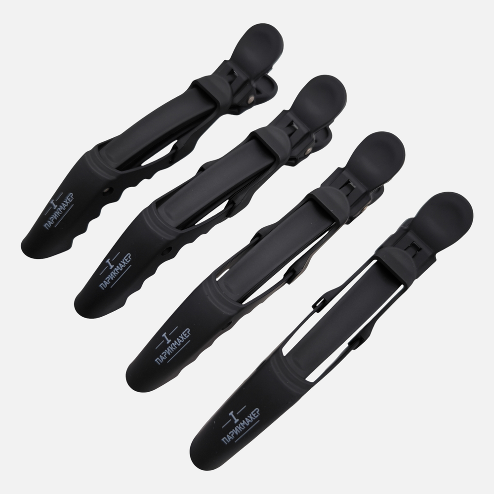 Зажимы для волос крокодил IPARIKMAHER Soft Touch 115 мм 4 шт