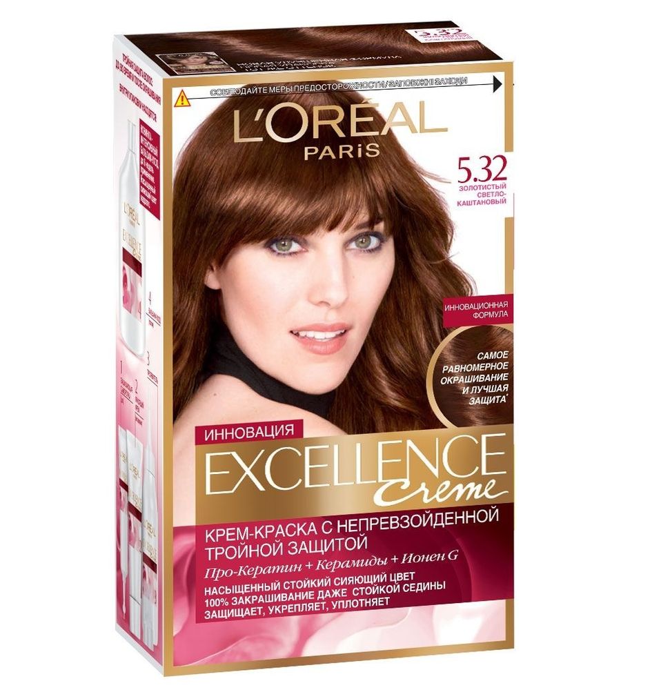L&#39;Oreal Paris Краска для волос Excellence-Crème,тон №5.32, Золотистый светло-каштановый, 48 мл