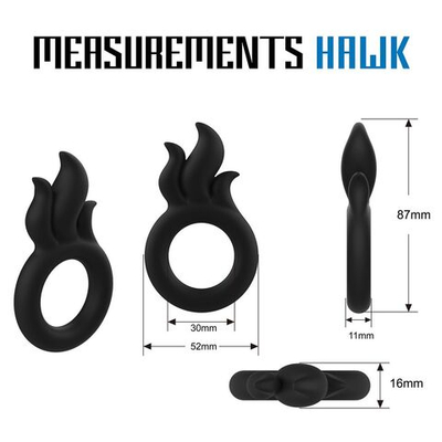 Черное эрекционное кольцо-пламя Rooster Hawk (Цвет: черный)