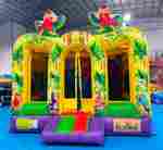 Коммерческий надувной батут «Попугаи и друзья» с крышей, 6x4x4 м