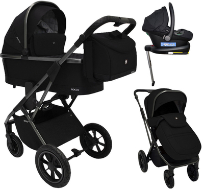 Коляска 4 в 1 Sweet Baby Rocco Air + автокресло Elegante Plus с базой i-Size ISOFIX DK780 Black (Air)
