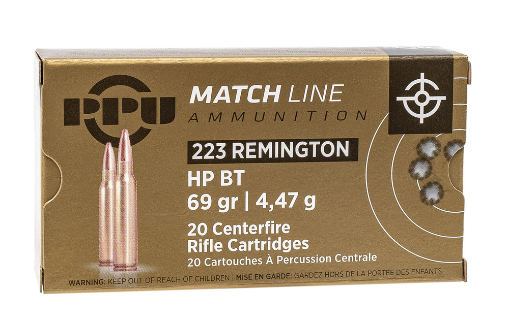 Патроны .223 Rem PPU Match HP BT 4,47г.