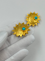 Накладка на пуговицу Солнце с голубой вставкой