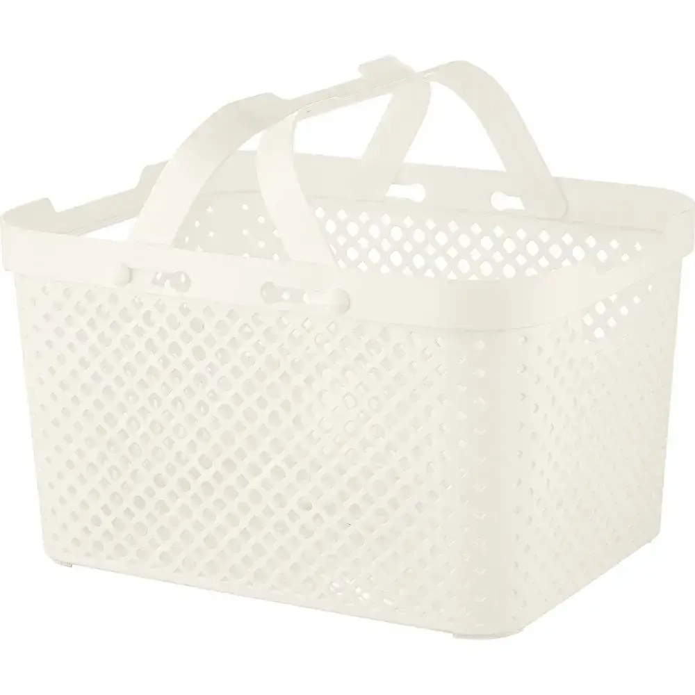 Корзинка для хранения с ручками Plast Team Stockholm, 5 л молочный туман