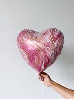 AN Шар сердце 18" / 46 см Мрамор Pink (БГ-15)