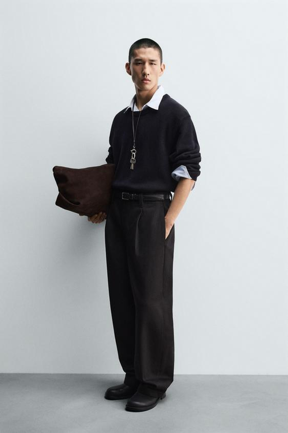 ZARA ДЖИНСЫ BALLOON FIT С ЗАЩИПАМИ, ШОКОЛАДНЫЙ