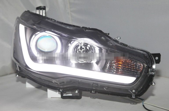 Передние фары Митсубиси Лансер V4 type [комплект Л+П; биксеноновая линза; яркие ходовые огни]