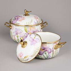 НАБОР КАСТРЮЛЬ AGNESS ЭМАЛИРОВАННЫХ СЕРИЯ "IRISES", 4ПР. 2,1Л И 3,8Л