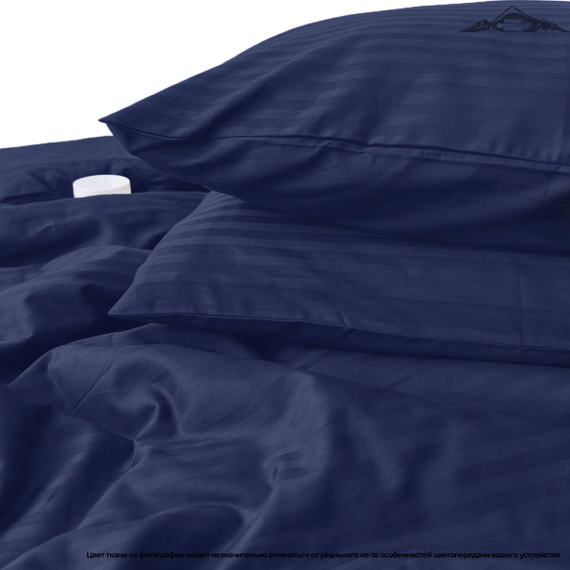 Сатин-страйп "Темно-синий" полоса 1х1 | ш.220 см | 130 г/м²
