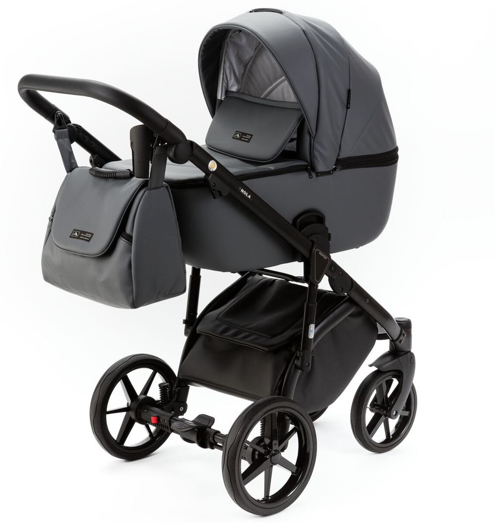 Детская коляска Adamex Nola Deluxe 3 в 1 N-SA32 (СЕРАЯ КОЖА)