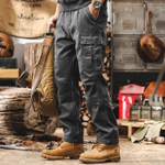 Мужские рабочие брюки в американском ретро-стиле, весенне-осенний стиль, свободные прямые тактические функциональные повседневные брюки на флисовой подкладке.