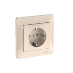 GLOSSA РОЗЕТКА с заземлением без шторок, 16А, в сборе, быстрозажим. клем., БЕЖЕВЫЙ