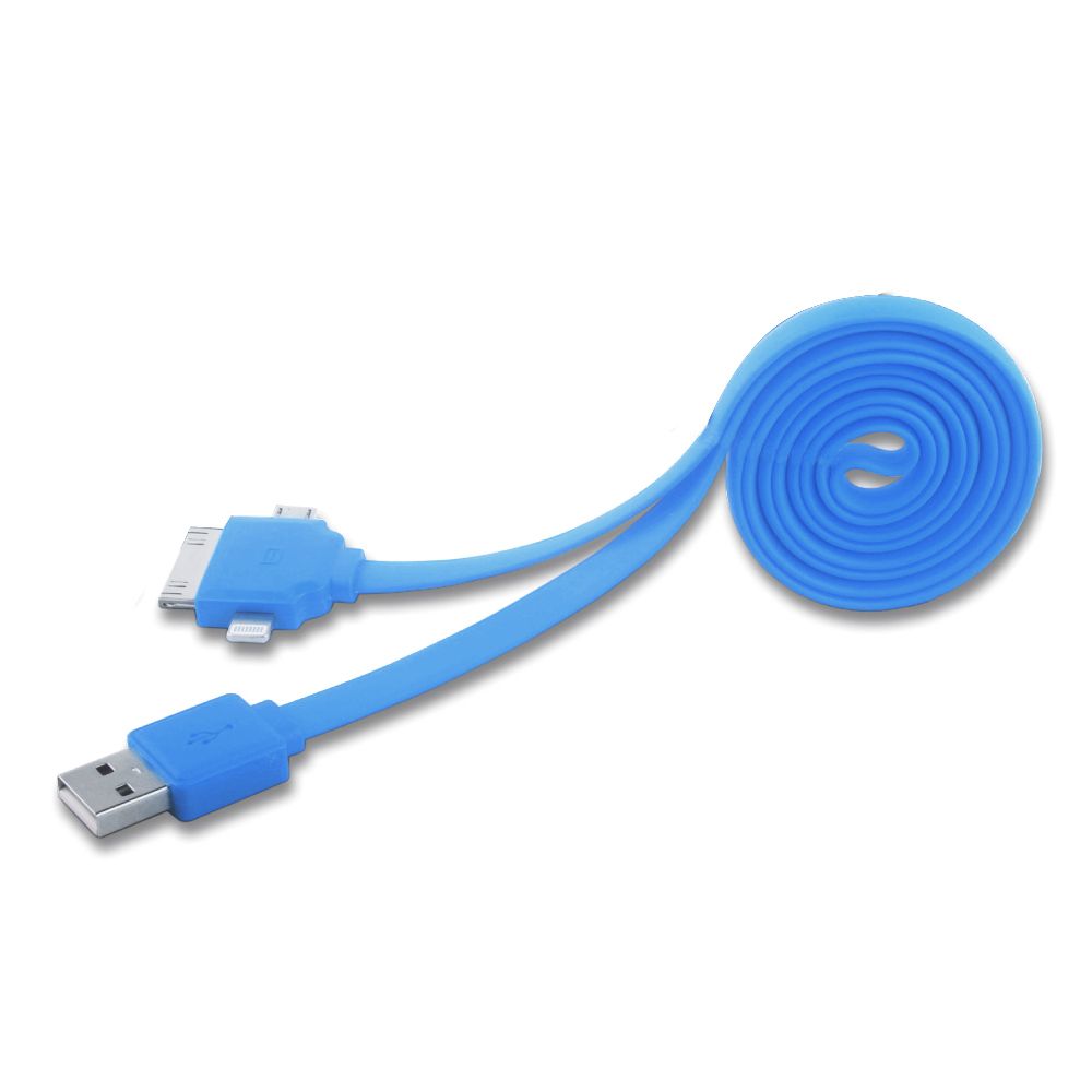 Harper CCH-401 blue Кабель USB на 3: microUSB + 30pin + Lightning; 0,3 м